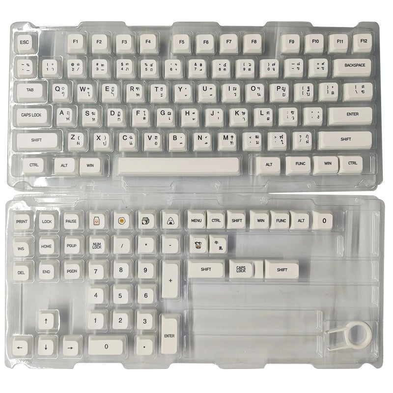 Bluejw Minimalist White PBT Gaming Keycaps - Original Arabic Personalized Keyboard Set - Image 1